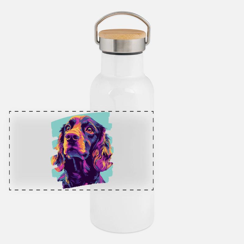 Cocker Spaniel Gourde isotherme avec bouchon en bambou