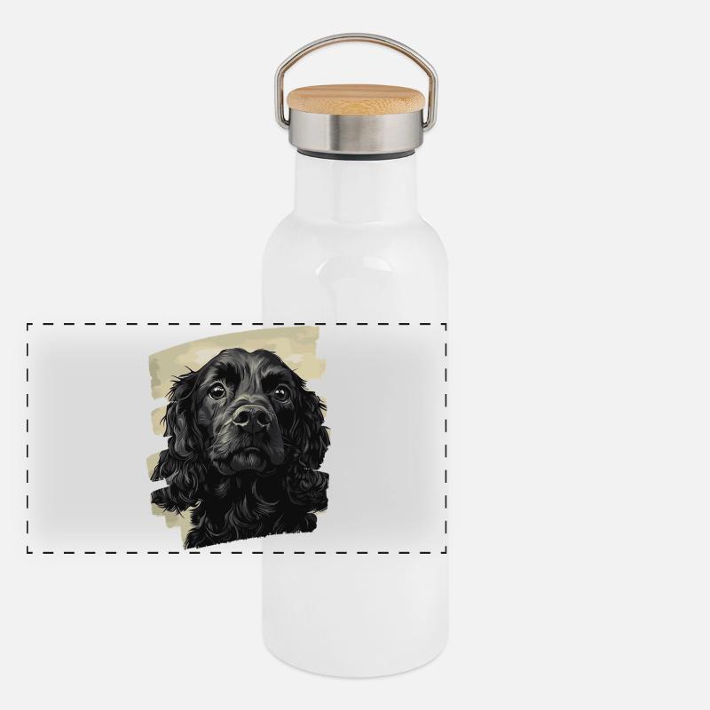 Cocker Spaniel Panorama Thermosflasche mit Bambusdeckel