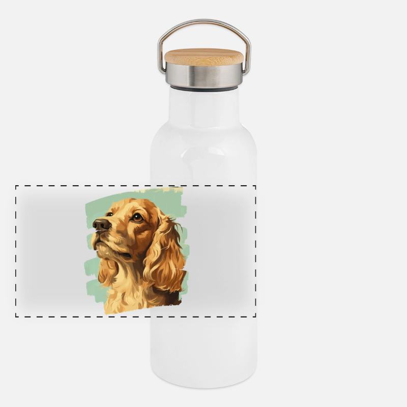 Cocker Spaniel Gourde isotherme avec bouchon en bambou
