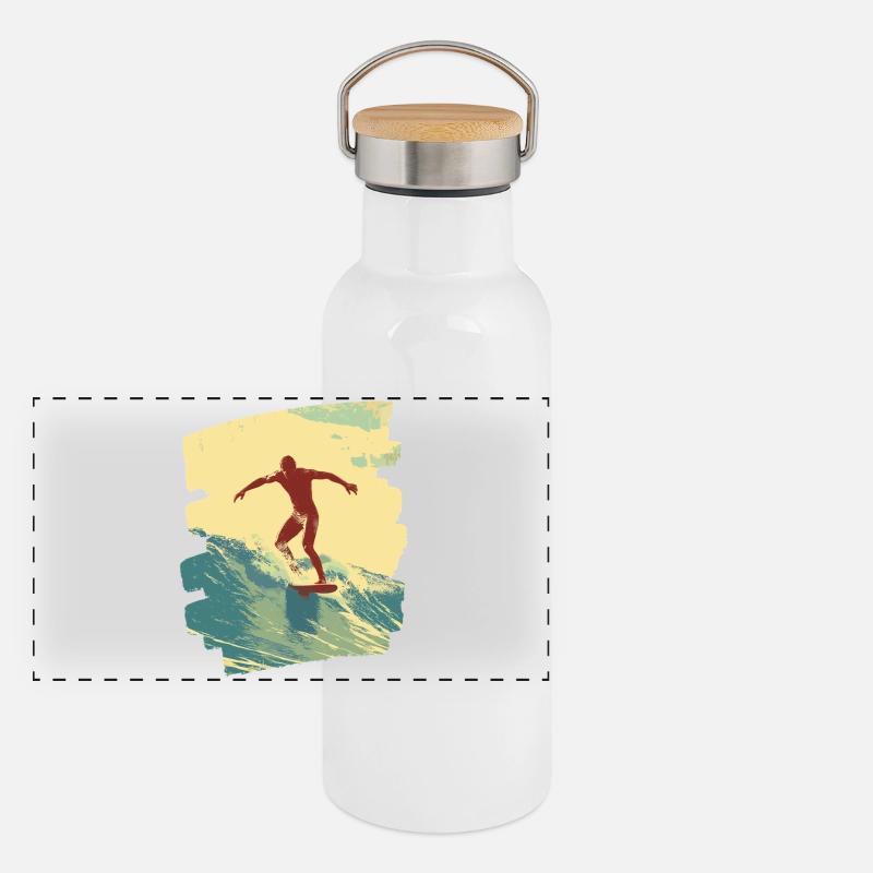 Surfer Panorama Thermosflasche mit Bambusdeckel