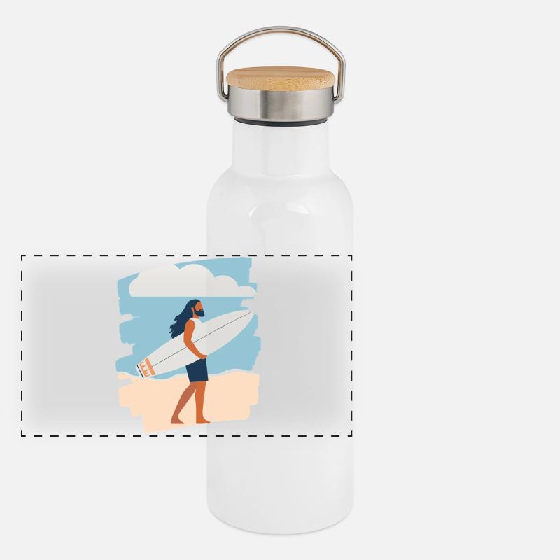 Surfer Panorama Thermosflasche mit Bambusdeckel