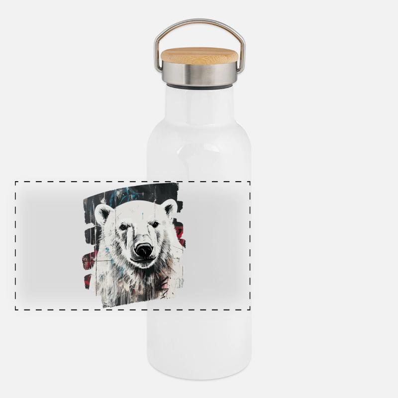 Eisbär Panorama Thermosflasche mit Bambusdeckel
