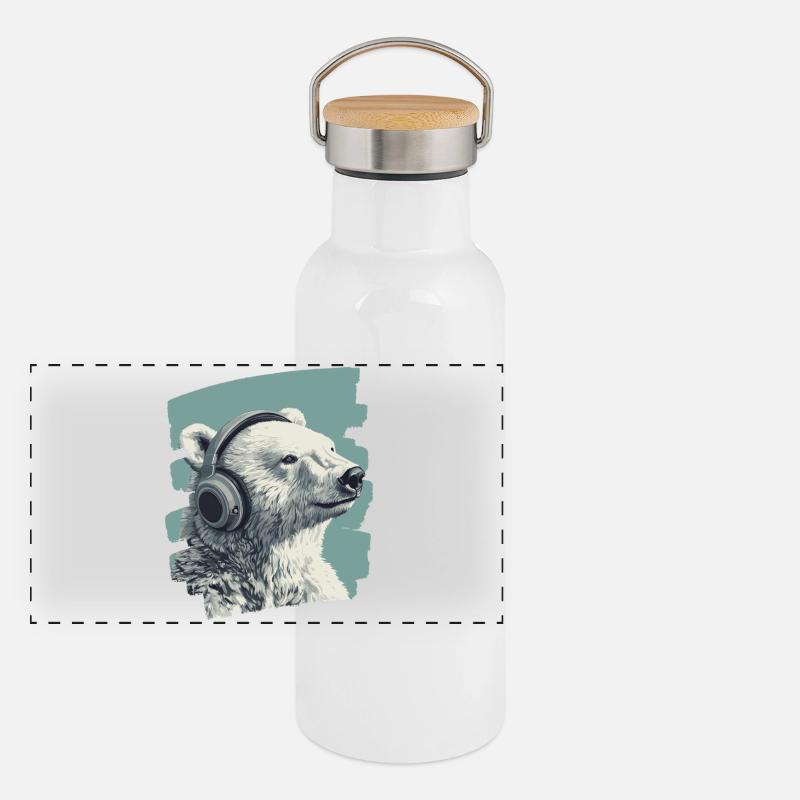 Polar bear Panoramic Thermal Bottle with Bamboo Lid