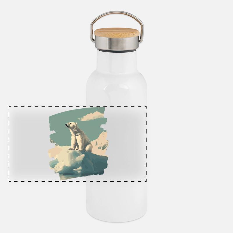 Eisbär Panorama Thermosflasche mit Bambusdeckel