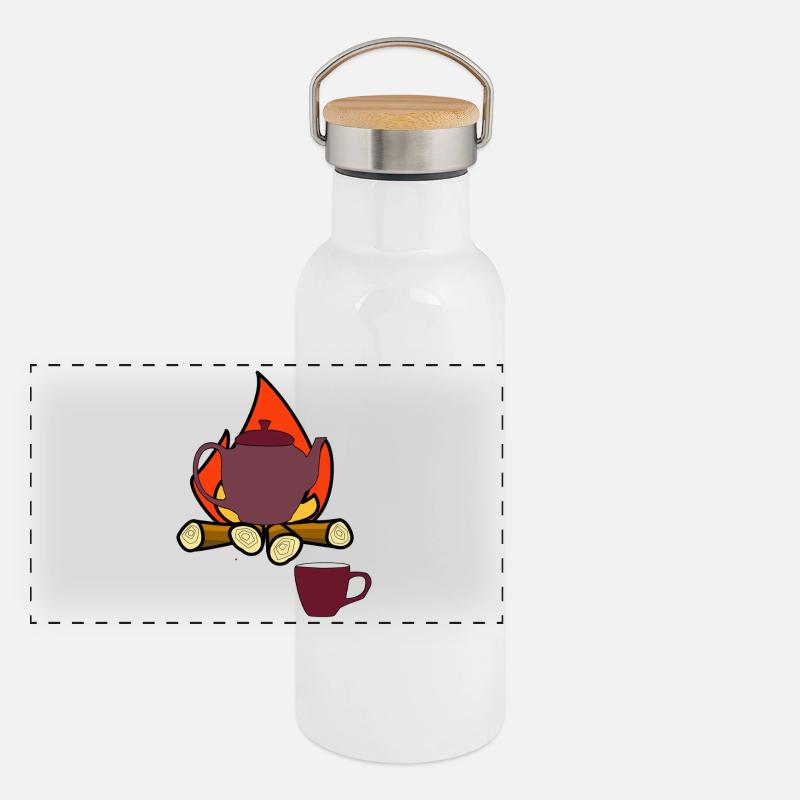 Camping Campfire Teapot Camper Tea Mug Panoramic Thermal Bottle with Bamboo Lid