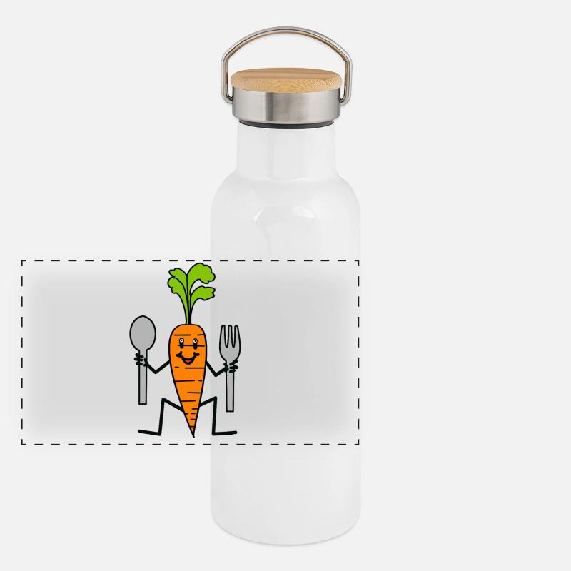Vegetables Kitchen Carrots Turnips Panoramic Thermal Bottle with Bamboo Lid