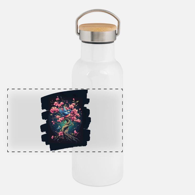 Printemps Printemps Début Fleur Fleurs Gourde isotherme avec bouchon en bambou