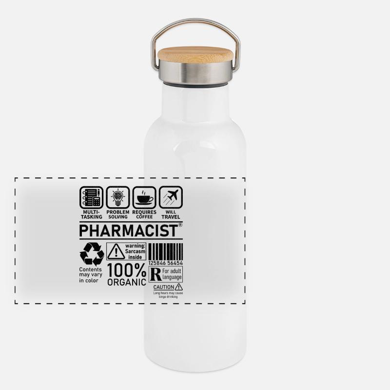 Pharmacist multi tasking problem solving Panorama Thermosflasche mit Bambusdeckel