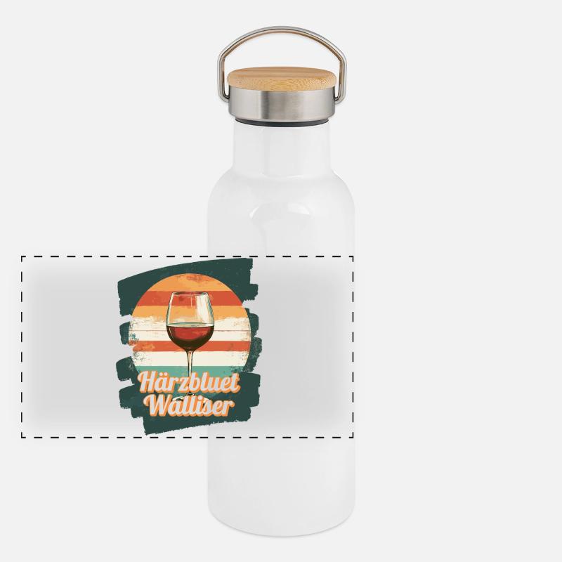 Härzbluetwalliser Walliser Wallis Schweiz Panorama Thermosflasche mit Bambusdeckel