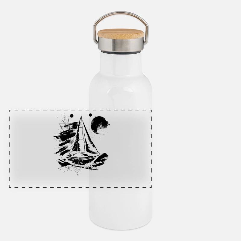 Segeln Panorama Thermosflasche mit Bambusdeckel