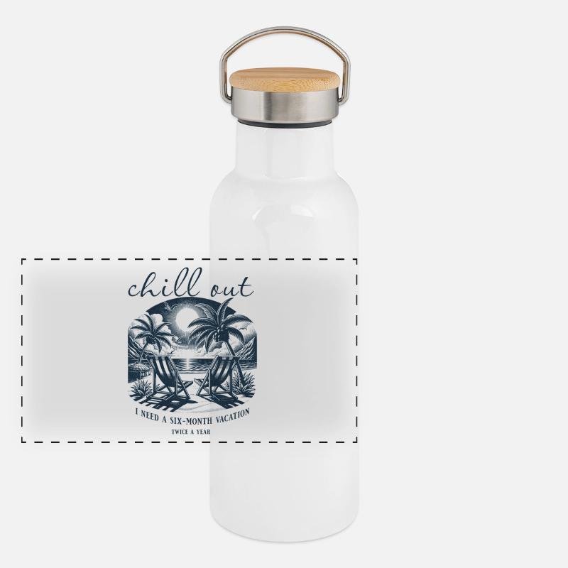 Chill Out - Six mois de vacances, deux fois par an Gourde isotherme avec bouchon en bambou