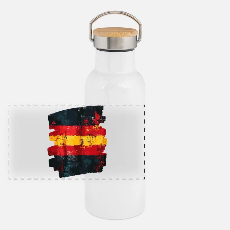Drapeau espagnol Espagne Gourde isotherme avec bouchon en bambou