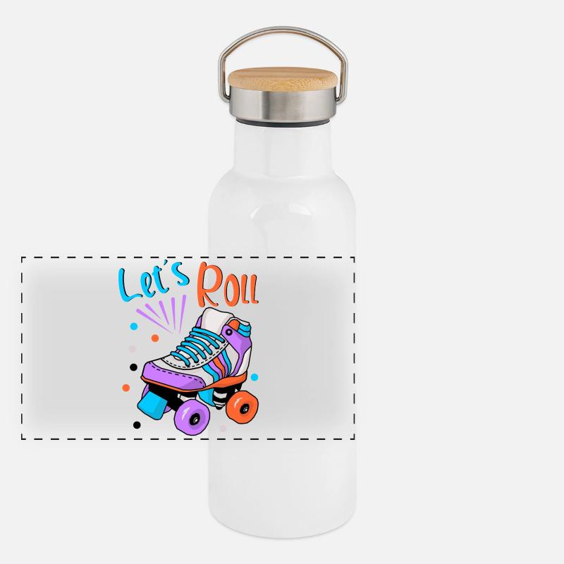 Rollschuh Schlittschuhläufer Panorama Thermosflasche mit Bambusdeckel