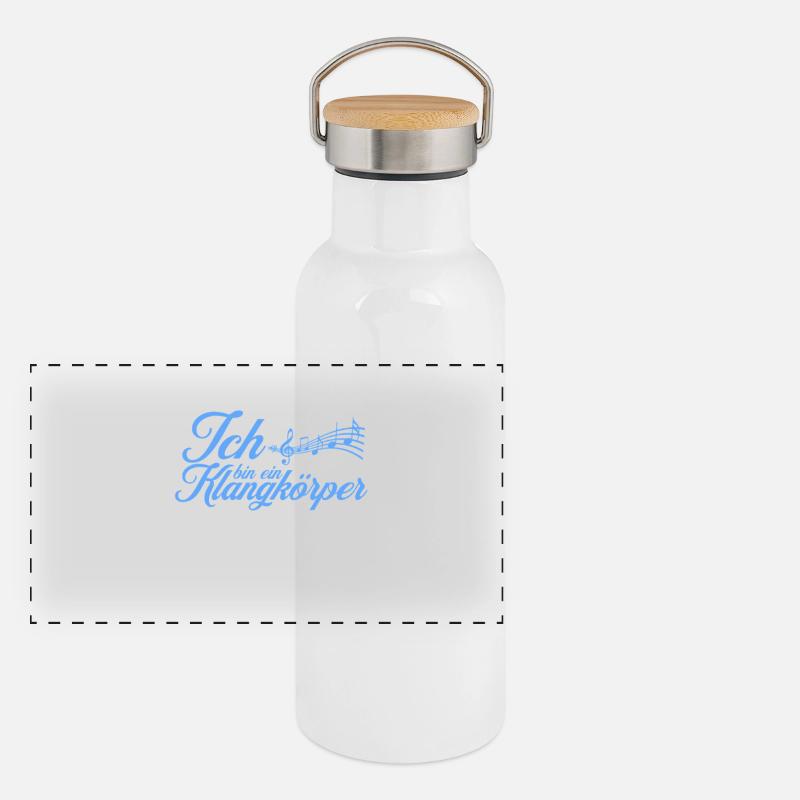 Ich bin ein Klangkörper im Chor Chorsängerin Panorama Thermosflasche mit Bambusdeckel