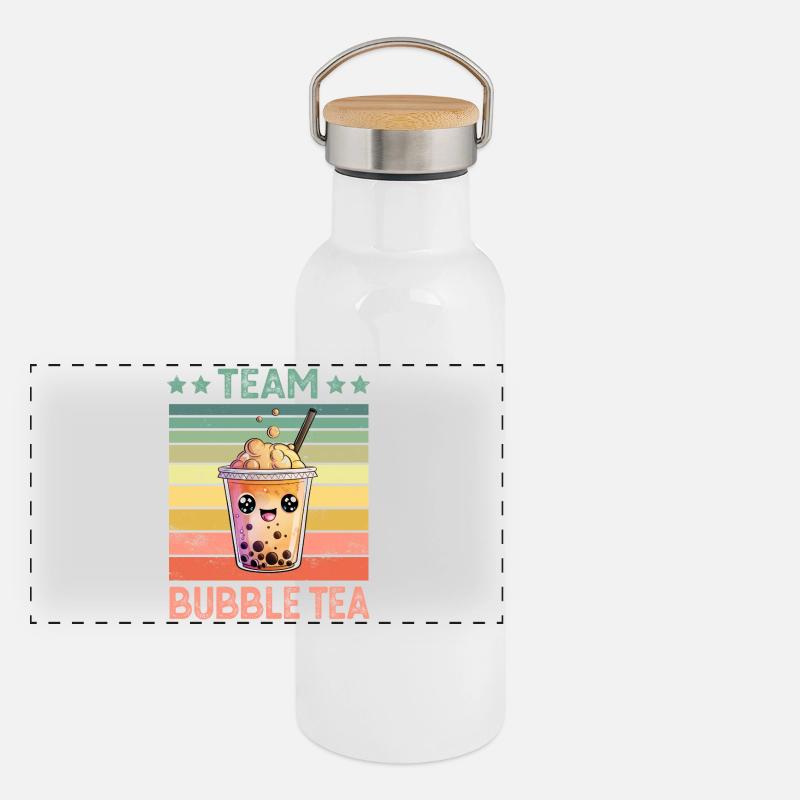 Bubble Tea Panorama Thermosflasche mit Bambusdeckel