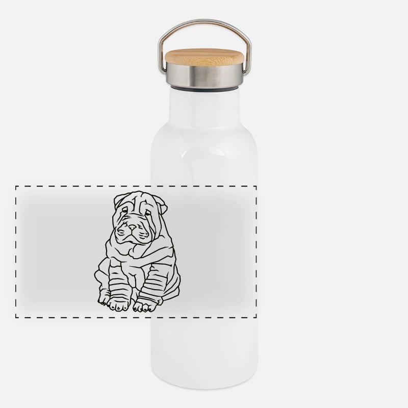 Cute Pug Dog Panoramic Thermal Bottle with Bamboo Lid