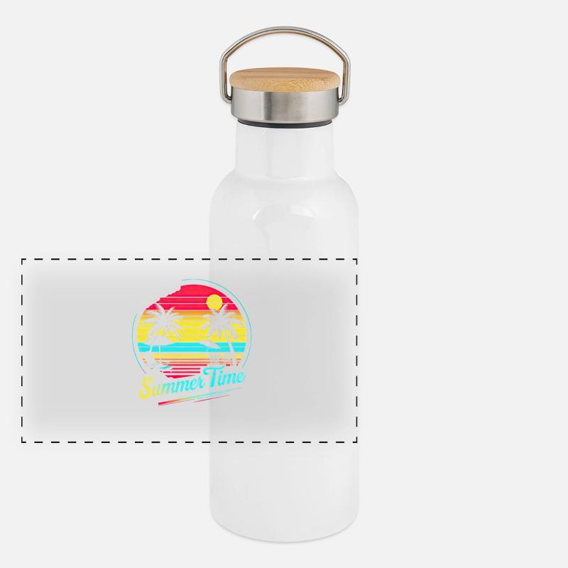 Chill Out - Summertime Retro Sunset Panoramic Thermal Bottle with Bamboo Lid