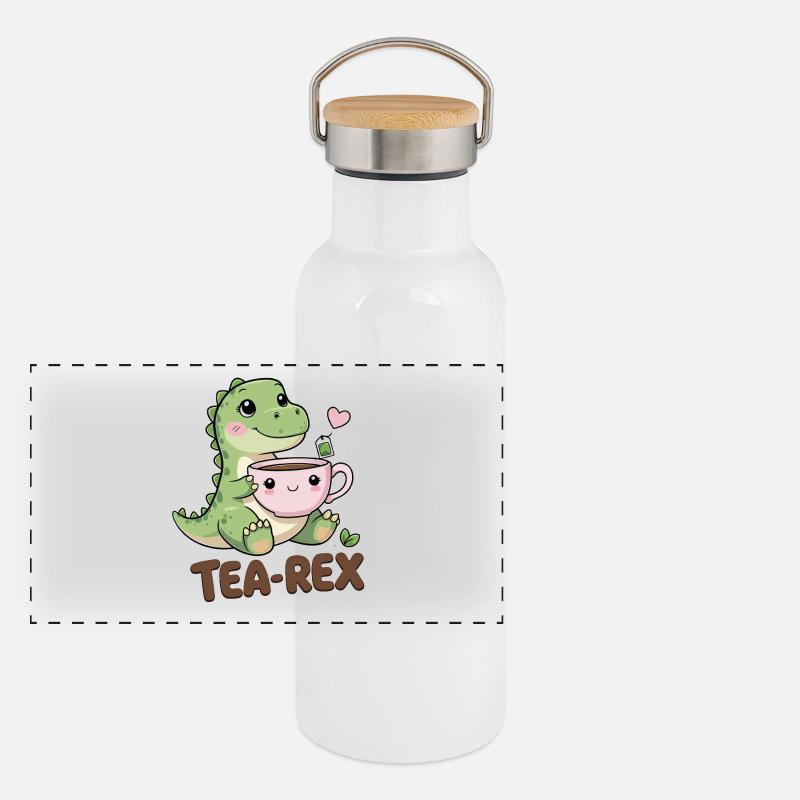 Tea-Rex – Süßer Dino mit Teetasse Panorama Thermosflasche mit Bambusdeckel