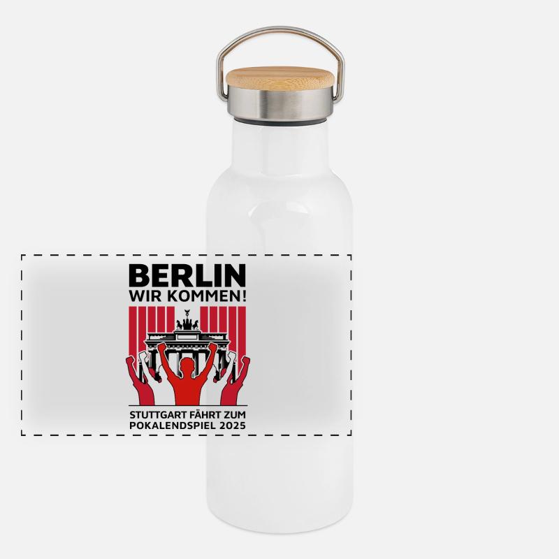 Stuttgart Berlin Finale – Berlin wir kommen! Panorama Thermosflasche mit Bambusdeckel