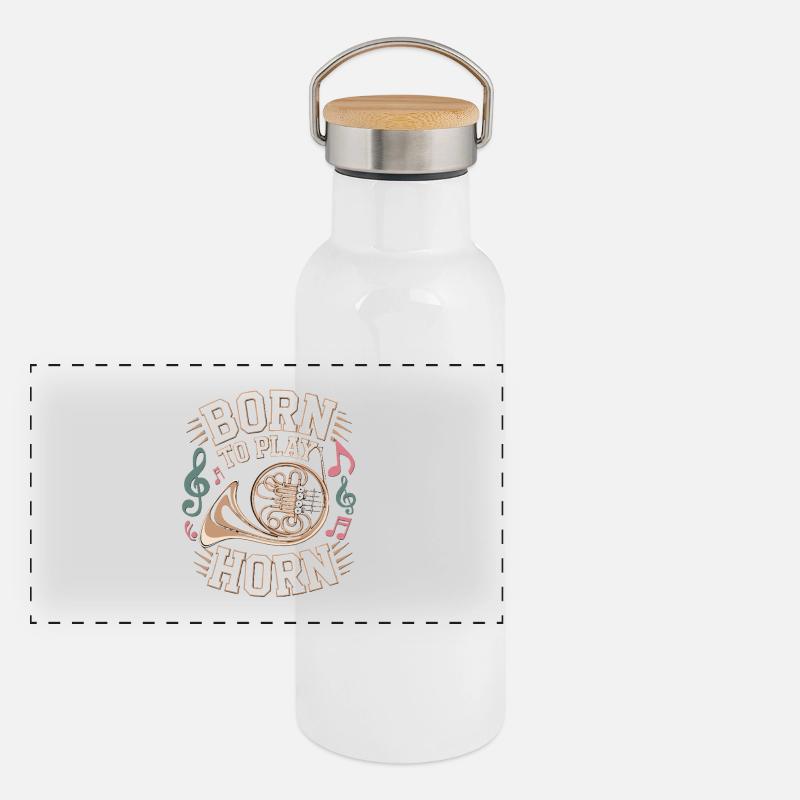 Né pour jouer du cor français - Né pour jouer du cor Gourde isotherme avec bouchon en bambou