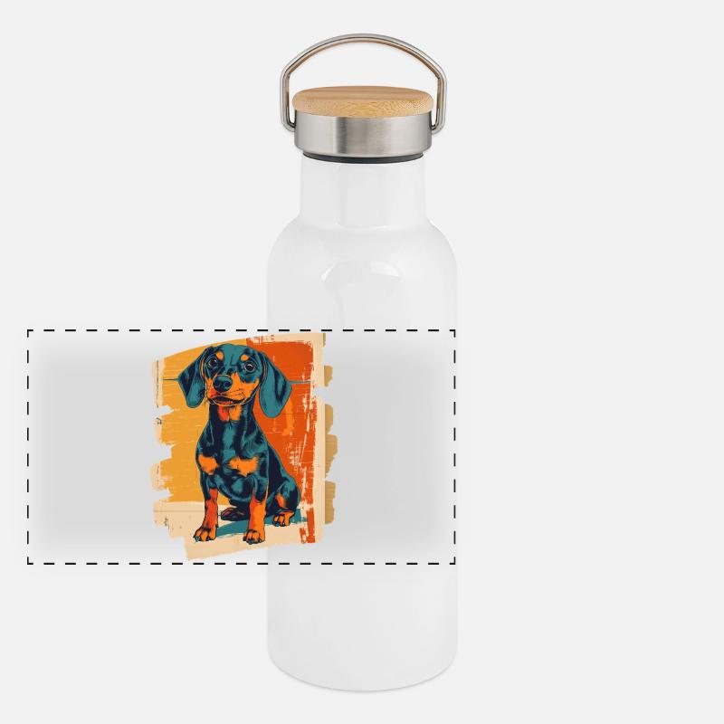 Teckel Dackel Gourde isotherme avec bouchon en bambou