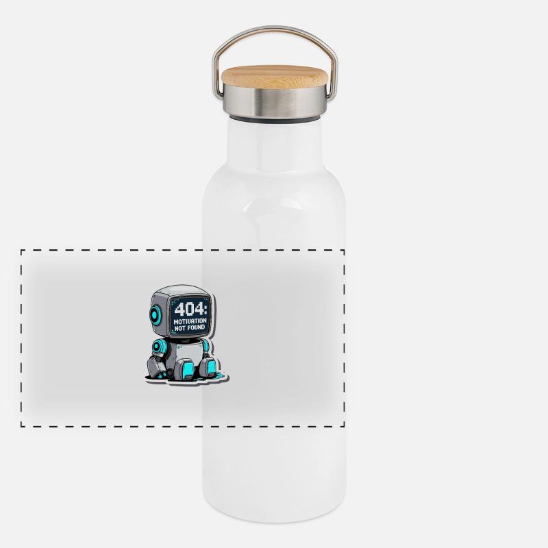 404 Motivation introuvable – Robots à la limite Gourde isotherme avec bouchon en bambou