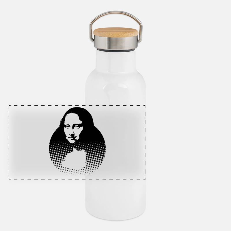 Mona Lisa, Leonardo da Vinci Panoramic Thermal Bottle with Bamboo Lid