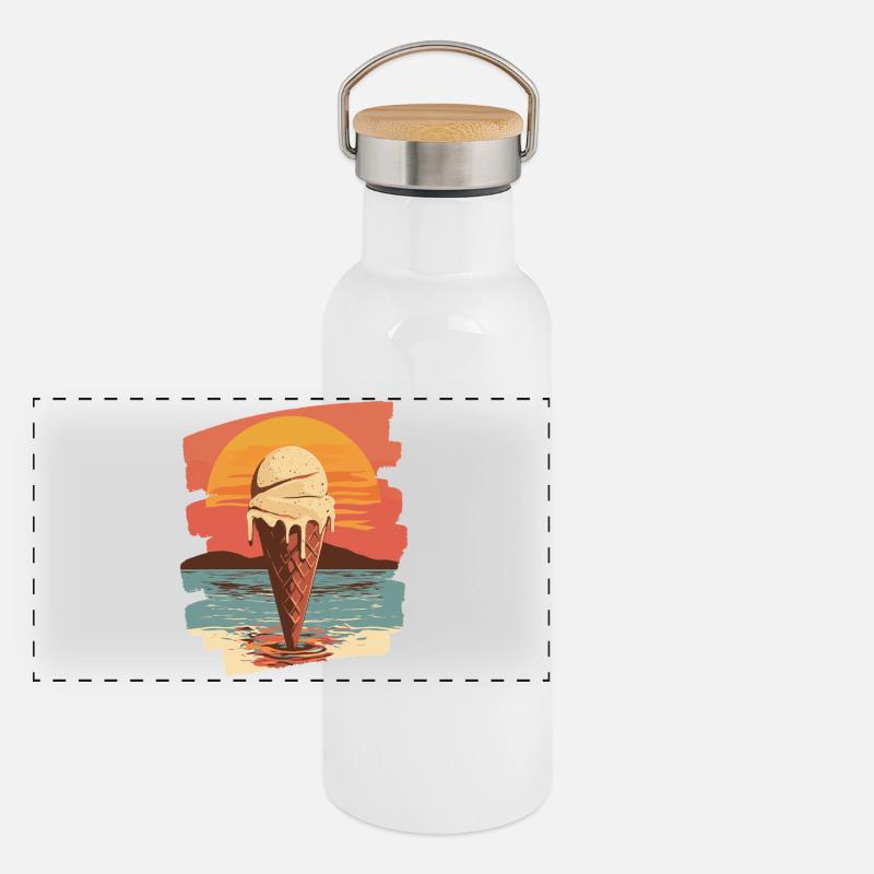 cream and cream scoop summer sunset Panoramic Thermal Bottle with Bamboo Lid