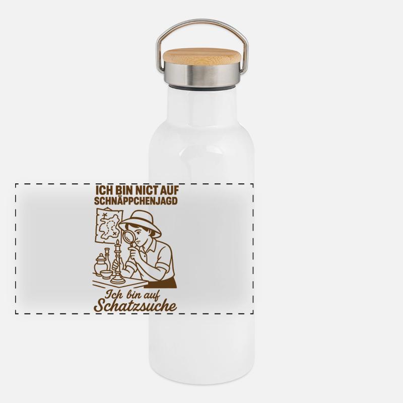 Ich Bin Nicht Auf Schnäppchenjagd Schatzsuche Panorama Thermosflasche mit Bambusdeckel