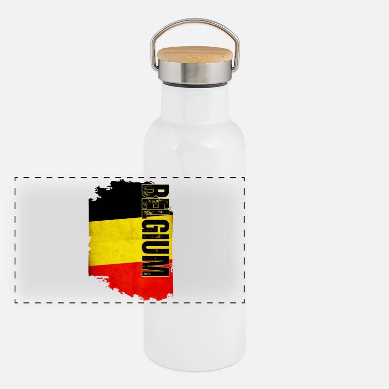 Vertical Belgium flag, Belgian pride Panoramic Thermal Bottle with Bamboo Lid