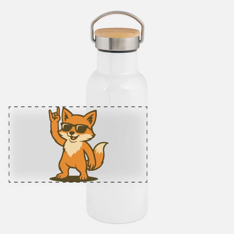Fox on Fire Panoramic Thermal Bottle with Bamboo Lid