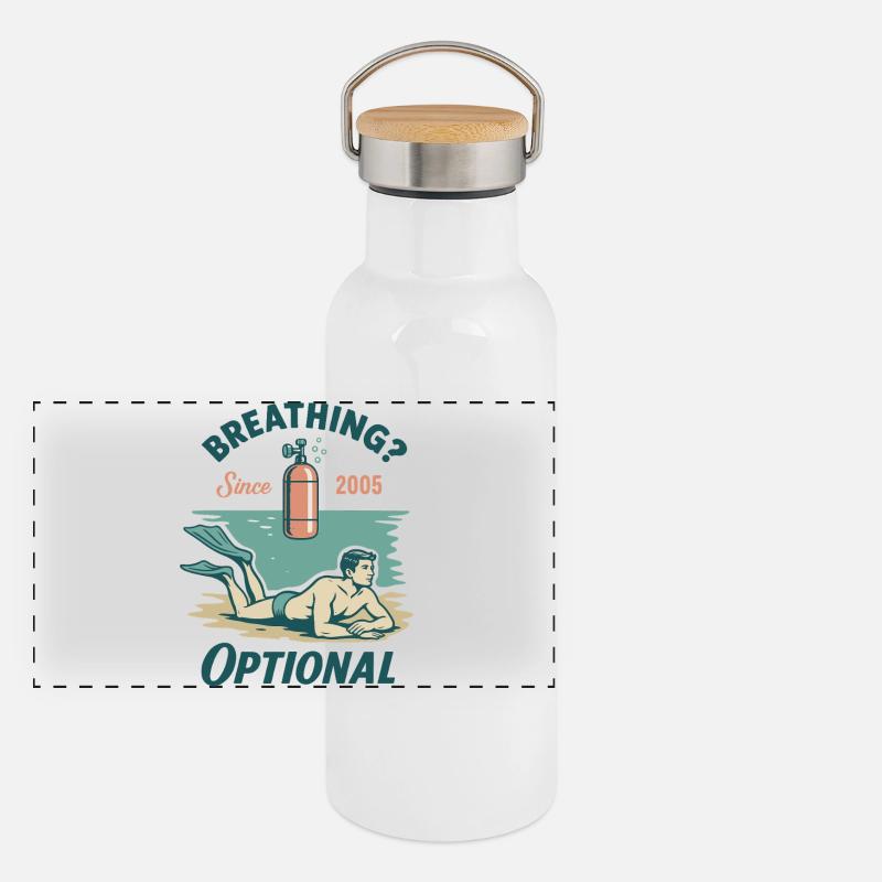 Breathing Optional Diver Ocean Sea Panoramic Thermal Bottle with Bamboo Lid
