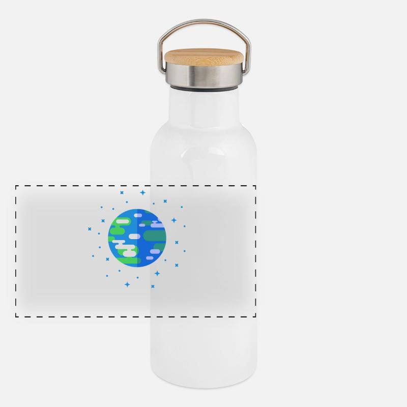 Earth Kurzgesagt - Planet Erde Minimalistisch Panorama Thermosflasche mit Bambusdeckel