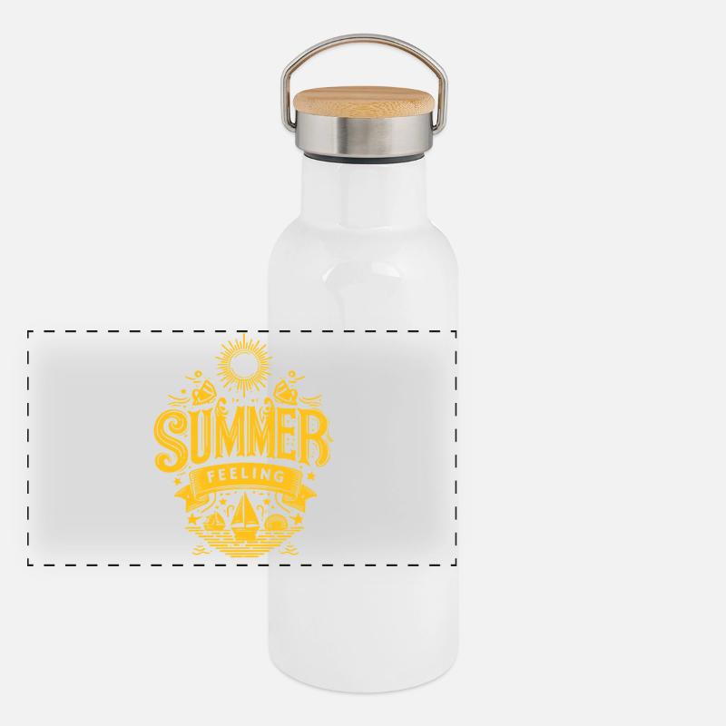 SUMMER Feeling yellow Graphic Panorama Thermosflasche mit Bambusdeckel