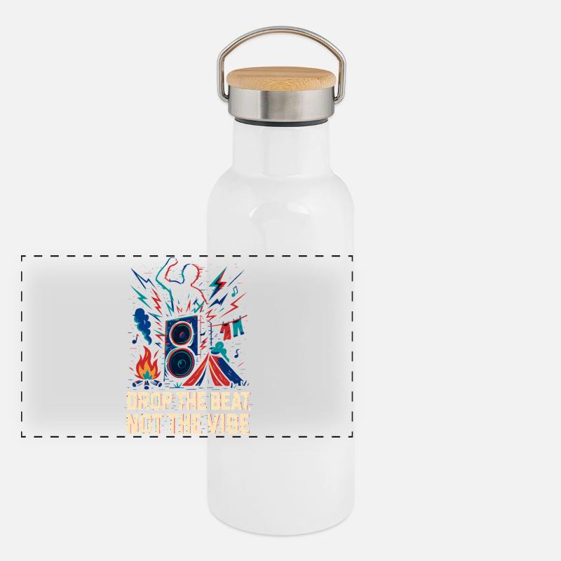 Drop the Beat, Not the Vibe - Panoramic Thermal Bottle with Bamboo Lid - white