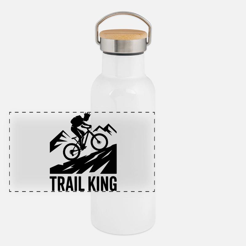 Trail King MTB Crown Silhouette Panorama Thermosflasche mit Bambusdeckel