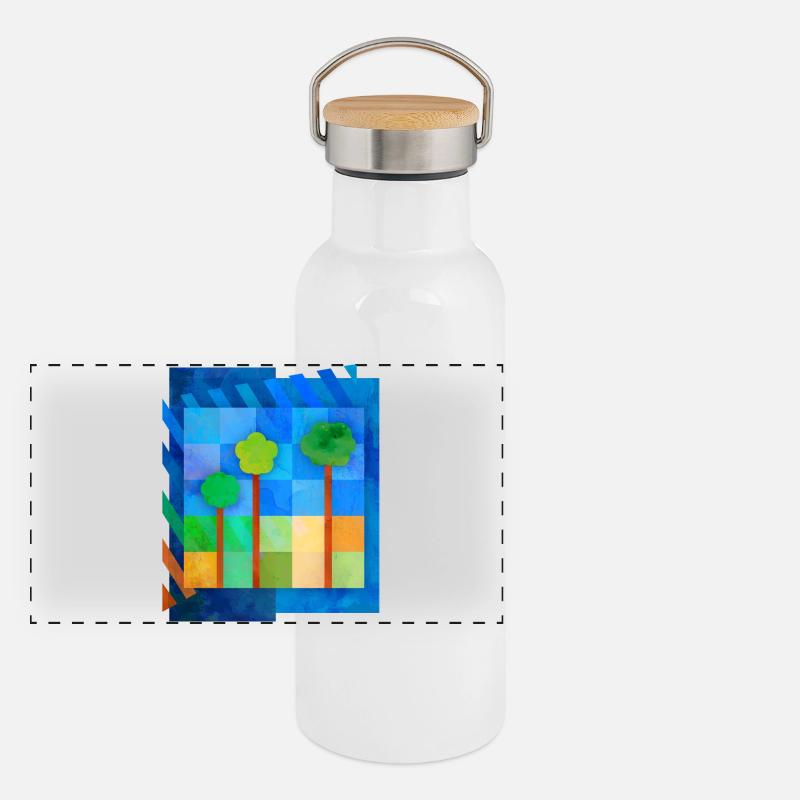 Arbres (motif, minimal) Gourde isotherme avec bouchon en bambou