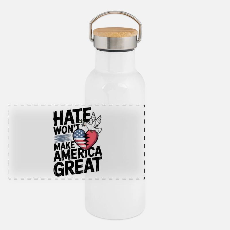 Hate Wont Make America Great Panoramic Thermal Bottle with Bamboo Lid