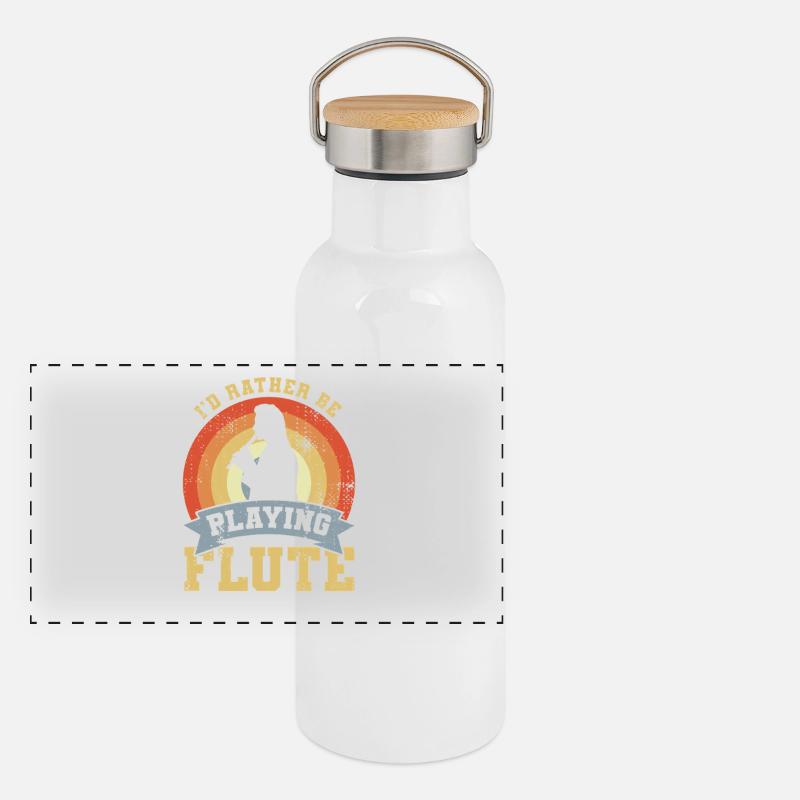 I’d Rather Be Playing Flute Panorama Thermosflasche mit Bambusdeckel