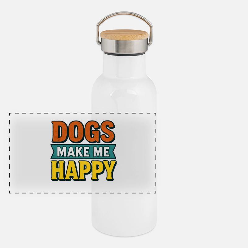 Retro Hundeliebe Panorama Thermosflasche mit Bambusdeckel
