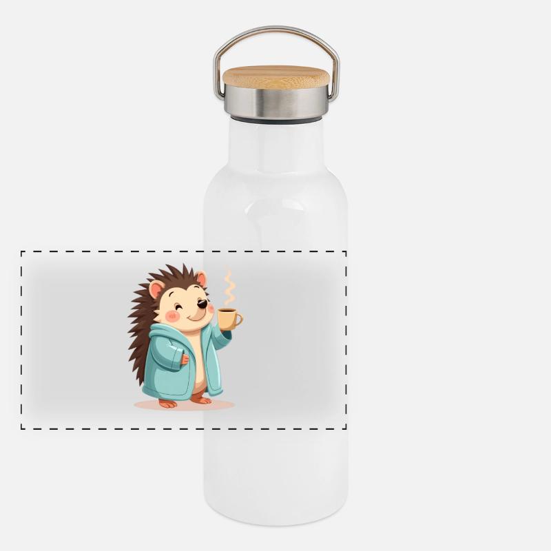 hérisson avec motif de pull de café Gourde isotherme avec bouchon en bambou