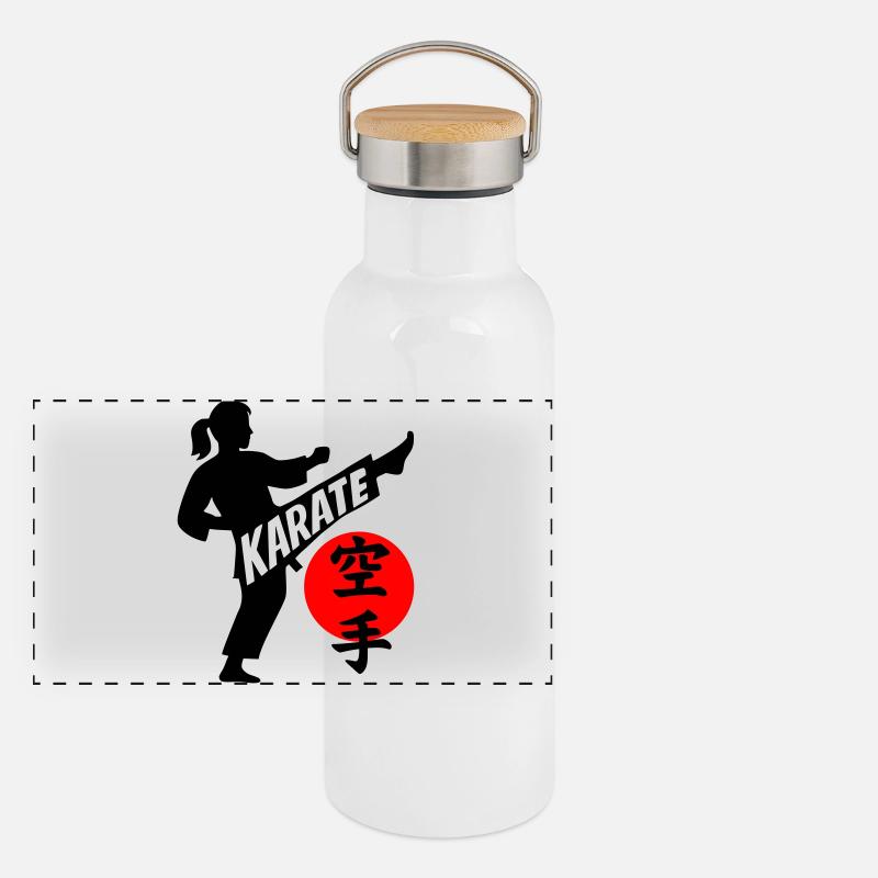 Karate - Panoramic Thermal Bottle with Bamboo Lid - white