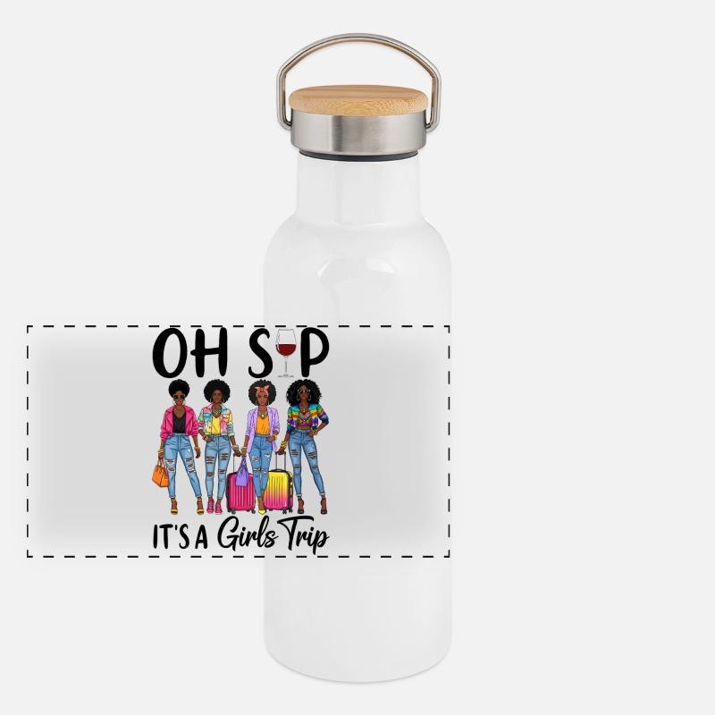 Femmes afro élégantes avec ensemble de voyage Gourde isotherme avec bouchon en bambou