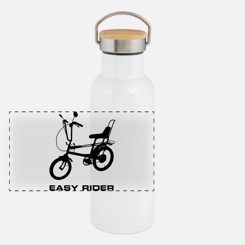 Conception de l’hélicoptère. - Gourde isotherme avec bouchon en bambou - blanc