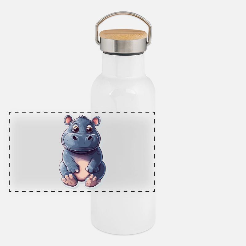 Hippopotame Gourde isotherme avec bouchon en bambou
