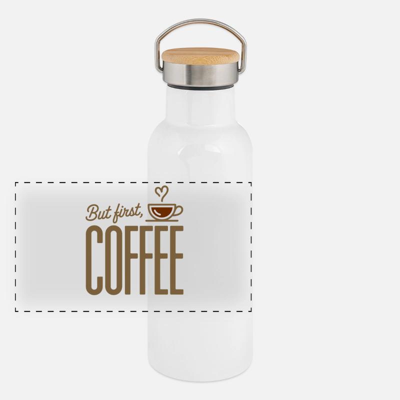 But First Coffee Coffee Saying for Morning Grouches Panoramic Thermal Bottle with Bamboo Lid