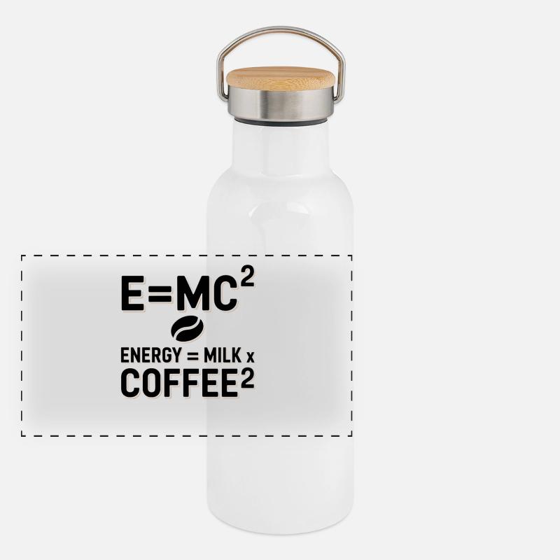 E=MC2 Physics Saying Caffeine Nerd Energy Coffee Panoramic Thermal Bottle with Bamboo Lid
