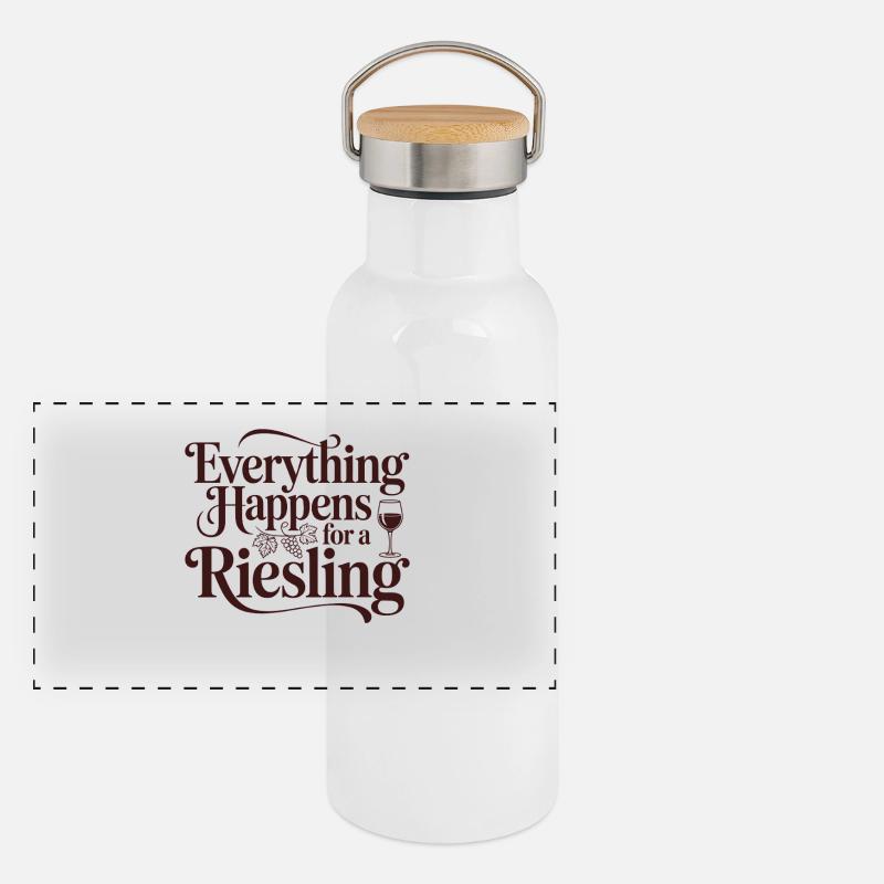 Wein Weintrinker Everything Happens For A Riesling Panorama Thermosflasche mit Bambusdeckel