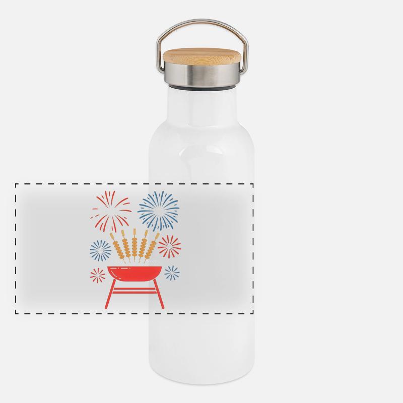  Pitmaster BBQ Skewers Independence Day 4th of Panorama Thermosflasche mit Bambusdeckel