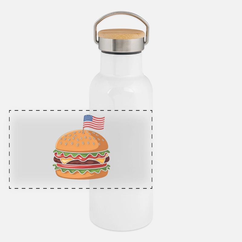 Cheeseburger Patriotic Independence Day 4th of Panoramic Thermal Bottle with Bamboo Lid
